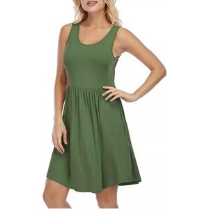 Women's Dress Summer Simple Sleeveless Casual T-Shirt Dresses Beach Loose Dress